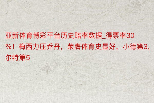 亚新体育博彩平台历史赔率数据_得票率30%!梅西力压乔丹,荣膺体育史最好,小德第3,博尔特第5